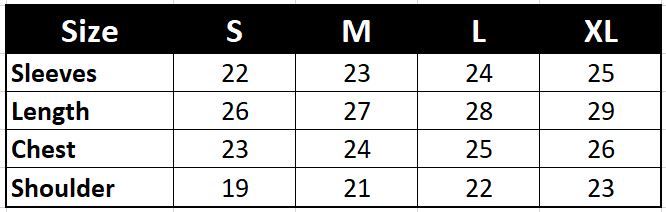 Ferrari Jacket Size Chart - Koti Apparels