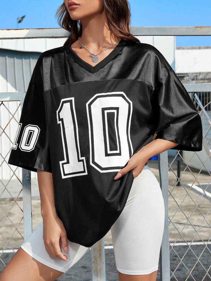 No. 10 Drop Shoulder Unisex Sports T-Shirt