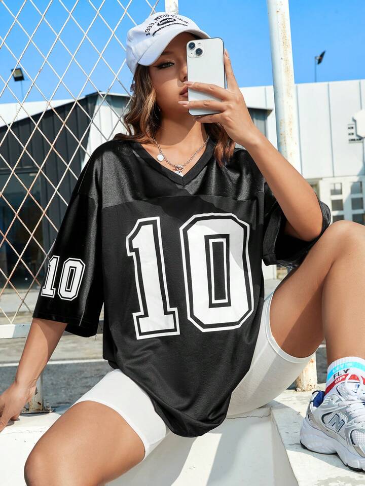 No. 10 Drop Shoulder Unisex Sports T-Shirt