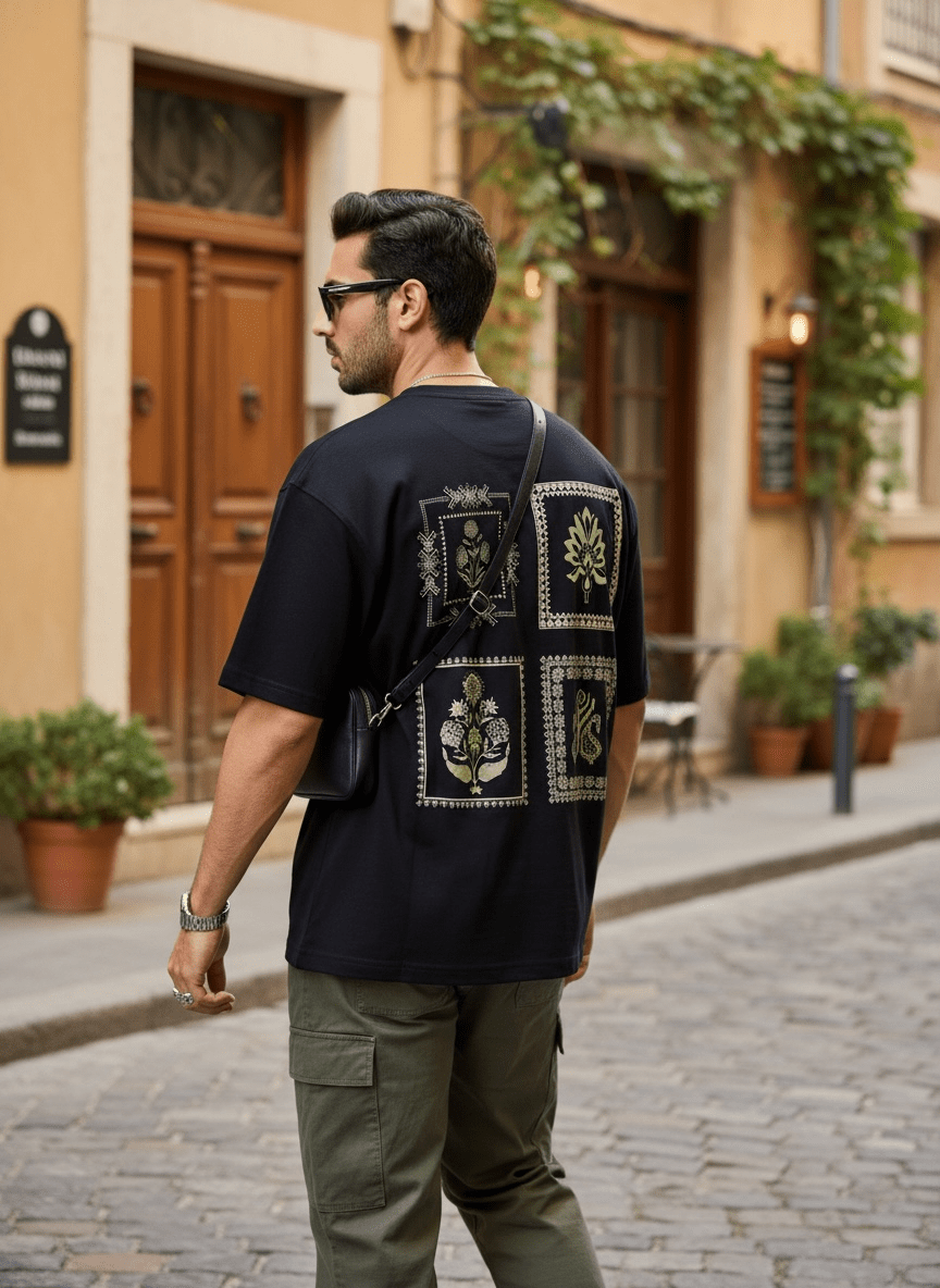 Hand Printed Floral T-Shirt