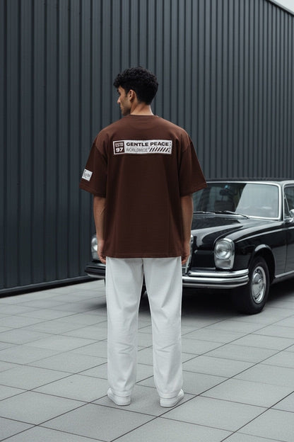 Koti Apparels brown cotton t-shirt with graphic print and number 97 on the back. Relaxed fit, short sleeves.
