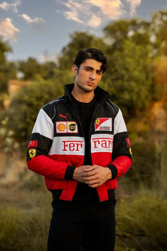 Koti Apparels Formula 1 Ferrari racing jacket in red, white, and black ...